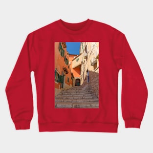 Stepped Street in Rovinj, Croatia Crewneck Sweatshirt